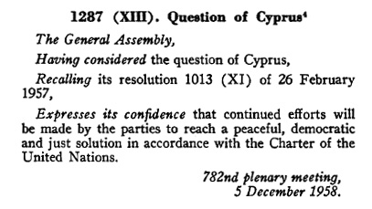 Resolution UNGA December 1958